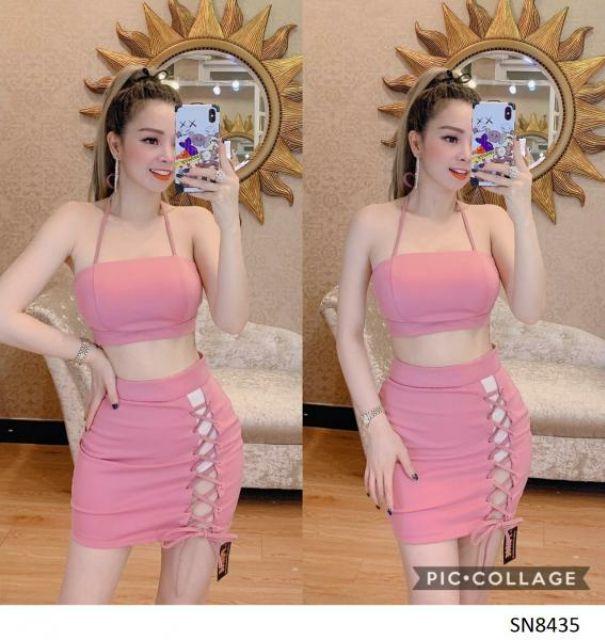 Sét áo cúp chân váy đan dây sexy