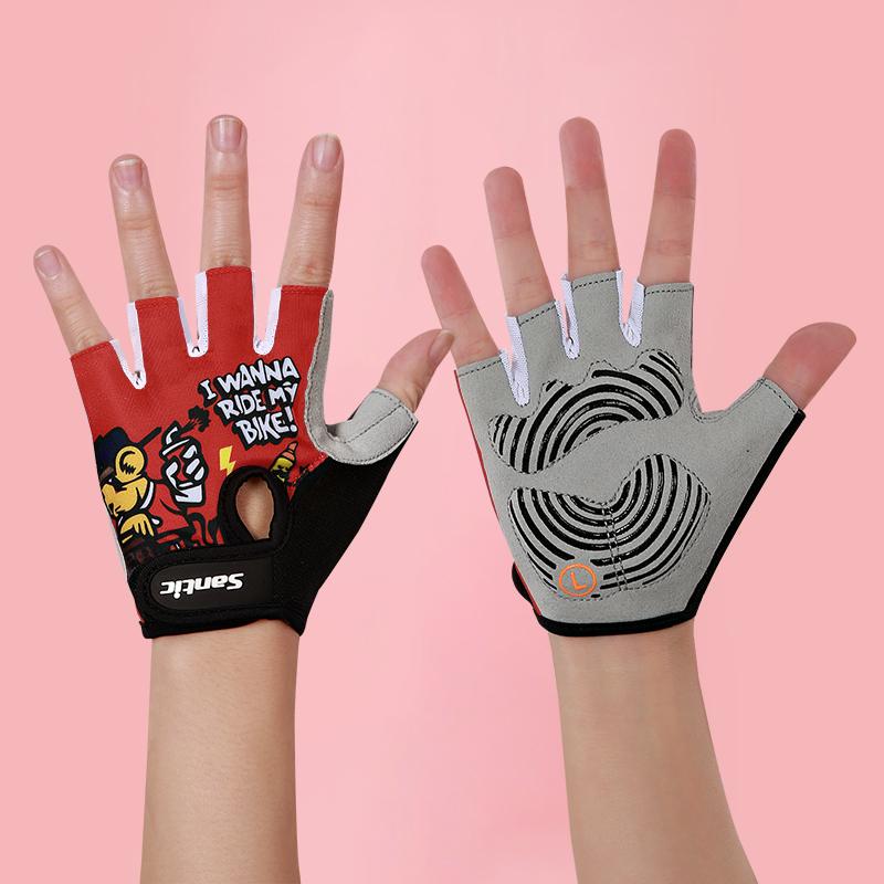 Santic Mùa Hè Trẻ Em Mới Của Găng Tay Xe Đạp 3-6 Năm Tuổi Bé Trai Và Bé Gái Xe Đạp Chống Trơn Trượt Ngắn ngón Tay Găng Tay Thể Thao Thoáng Khí