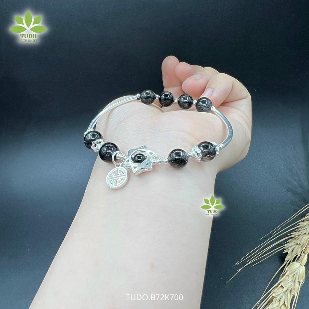 Vòng Tay Nữ Đẹp - Vòng Phong Thủy Mệnh Thủy, Mộc TUDO VCB VCBTATDEN AG925 B72K700 Charm Ngôi Sao