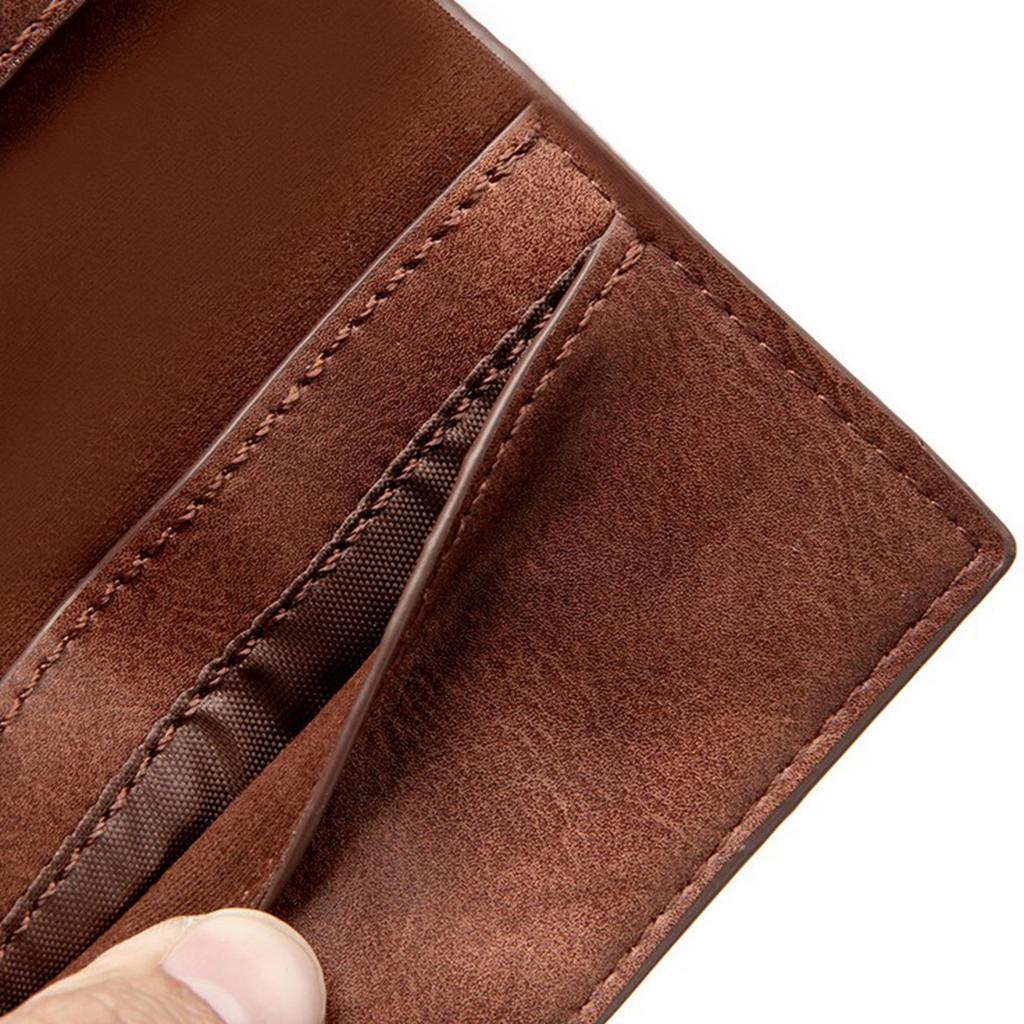 Brown PU Leather Small Billfold Slim Wallet Credit Cards ID Money