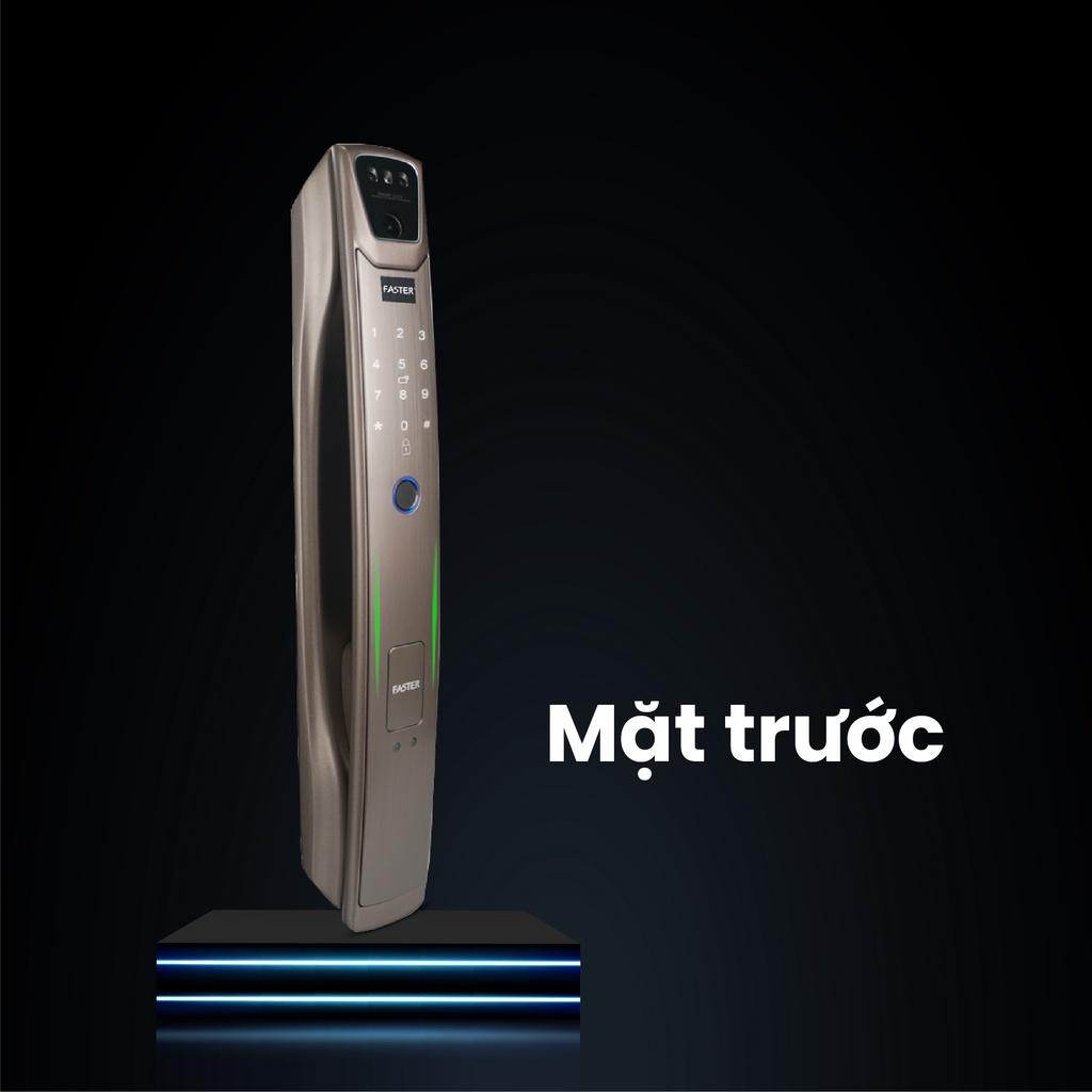 Khóa thông minh FS007FD3D-BS FASTER mở bằng FACE ID, app điều khiển, thẻ từ, mật mã, an toàn cho gia đình