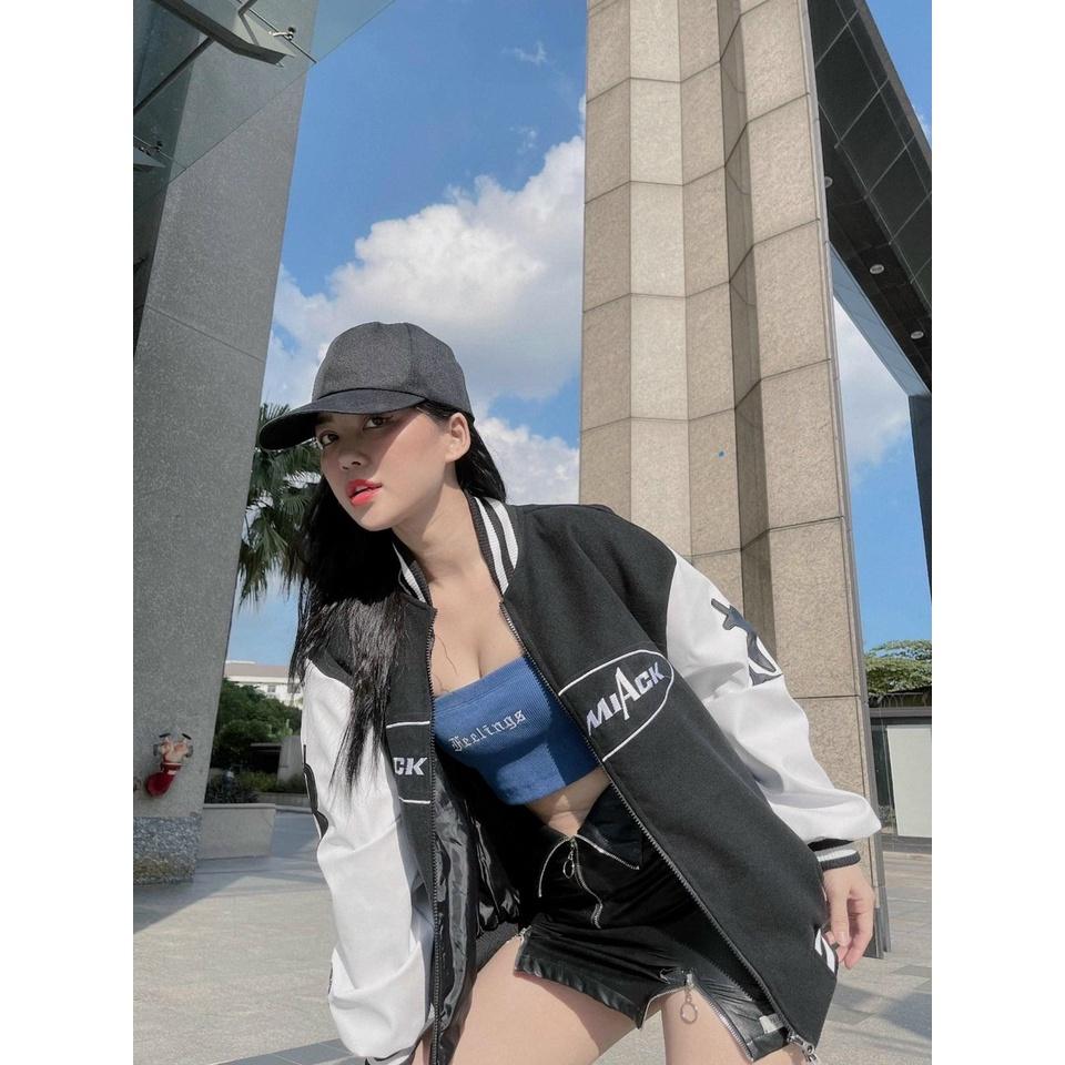 Áo khoác bomber unisex Áo bomber bóng chày ulzzang BLACK A Siêu chất