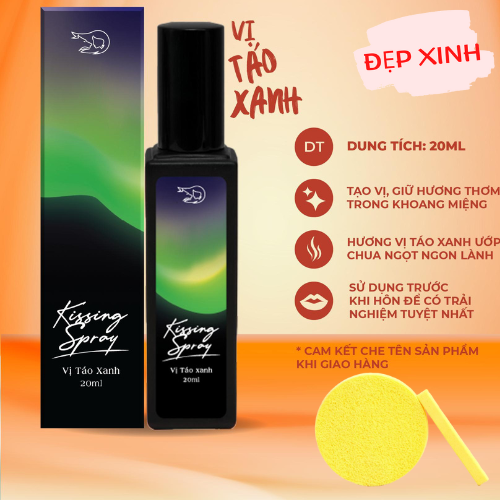 Kissing Spray vị Táo Xanh LOLI & THE WOLF, Tặng Kèm Mút Rửa Mặt (chai 20ml)