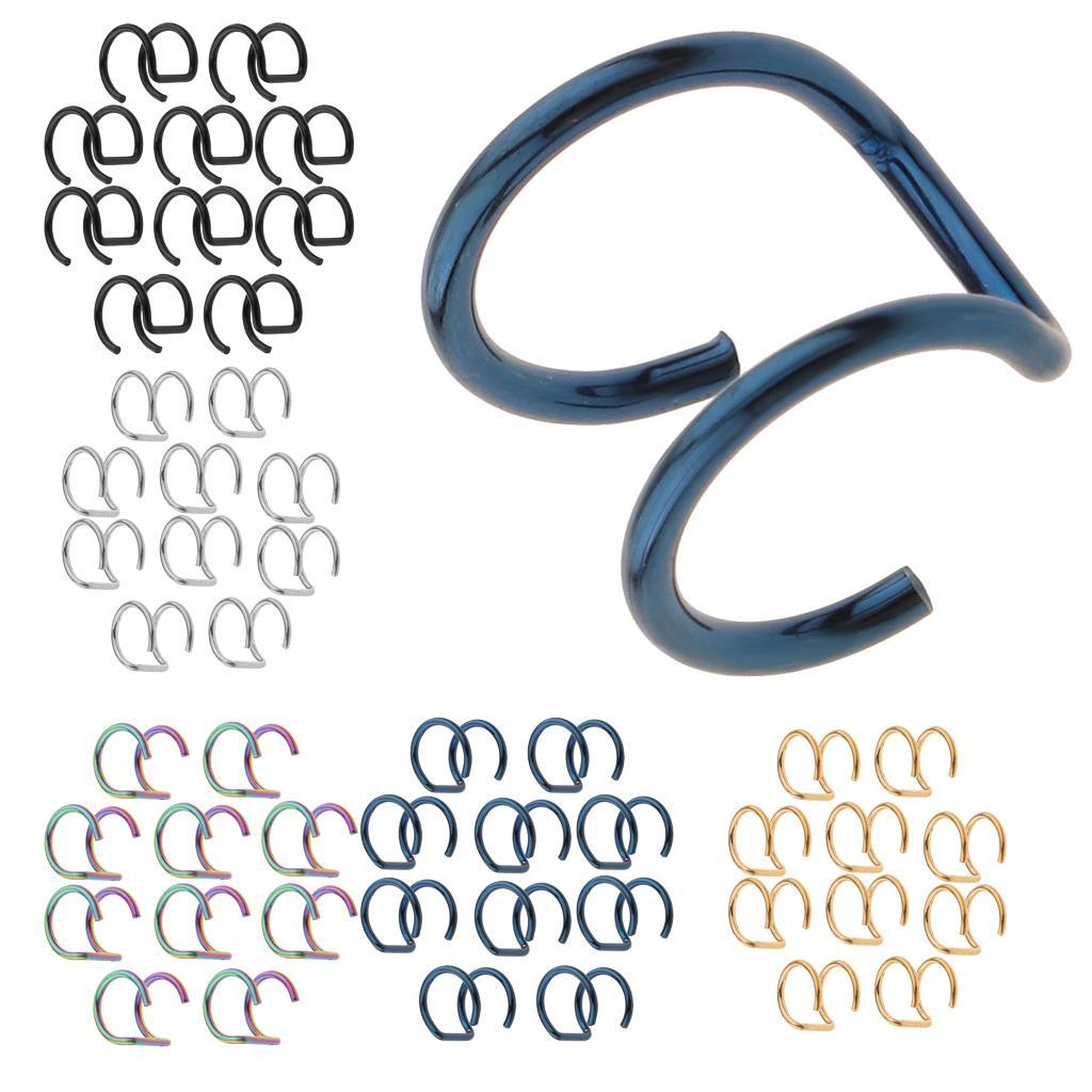 10 Pieces Stainless Steel Clip On Ear Loop Ring Non-piercing