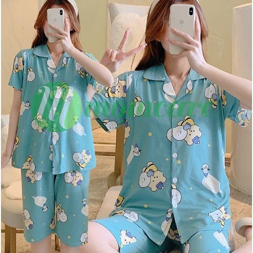 Bộ đồ CỘC PIJAMA - Bộ bầu mặc nhà sau sinh cho con bú ti ẢNH THẬT - Đồ bộ bầu lửng Quần áo cho mẹ bầu thời trang mùa hè