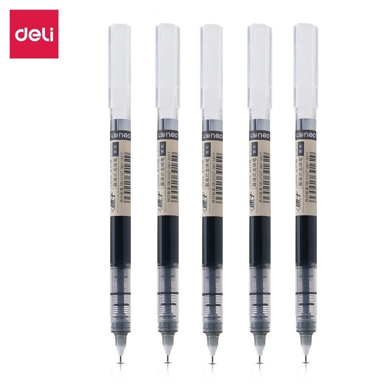 Combo 5 cây bút bi nước bút gel - bút lông kim - viết thư pháp - Ống bút liền mực 0.5mm Deli - S856