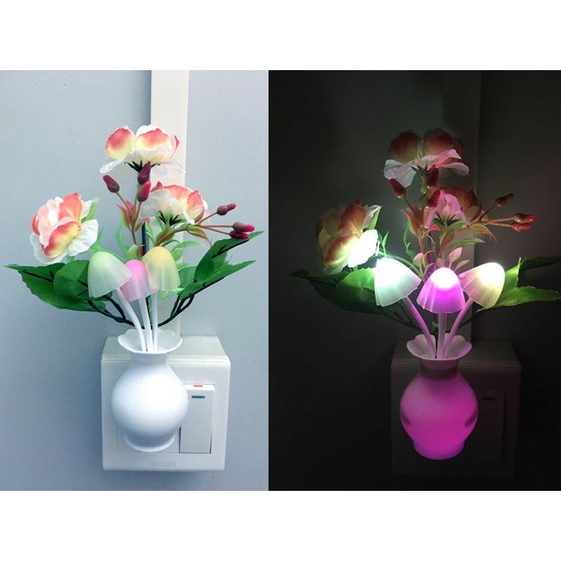 Đèn ngủ led mini cảm ứng ánh sáng thông minh hình cây nấm, bigzero