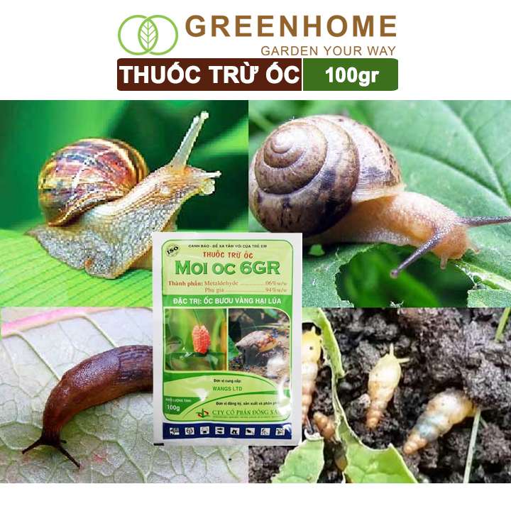 Thuốc trừ ốc Moi ốc, bao 100gr, trừ ốc sên và các loại ốc, bảo vệ cây trồng |Greenhome