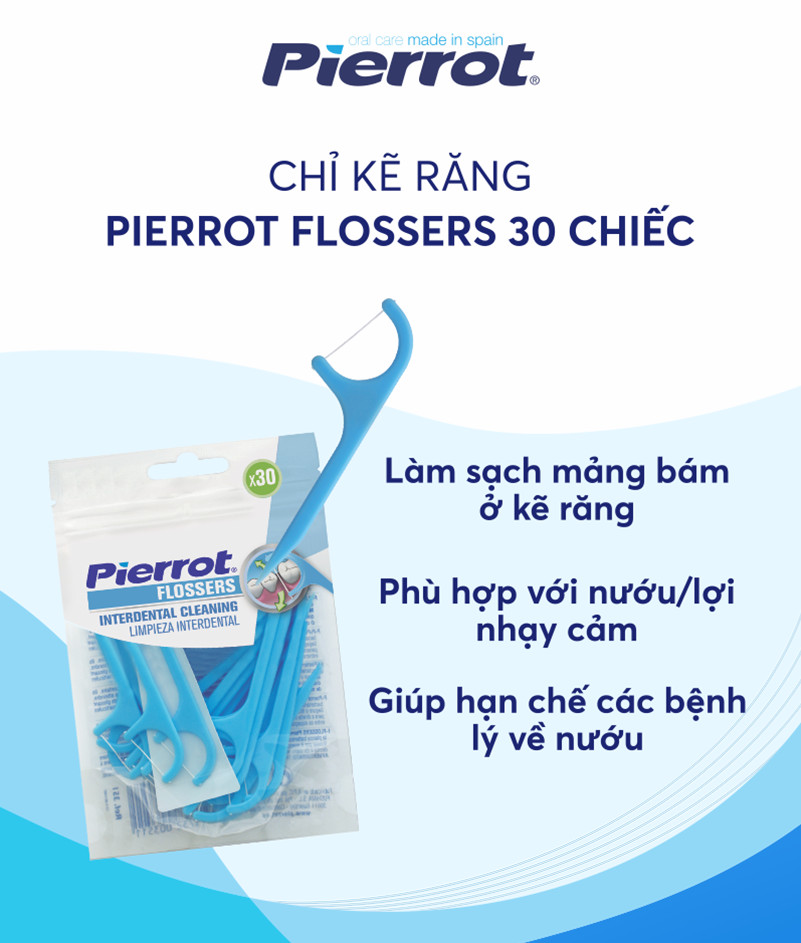 [Tặng 1 mặt nạ] Chỉ kẽ răng Pierrot FIossers 30pcs