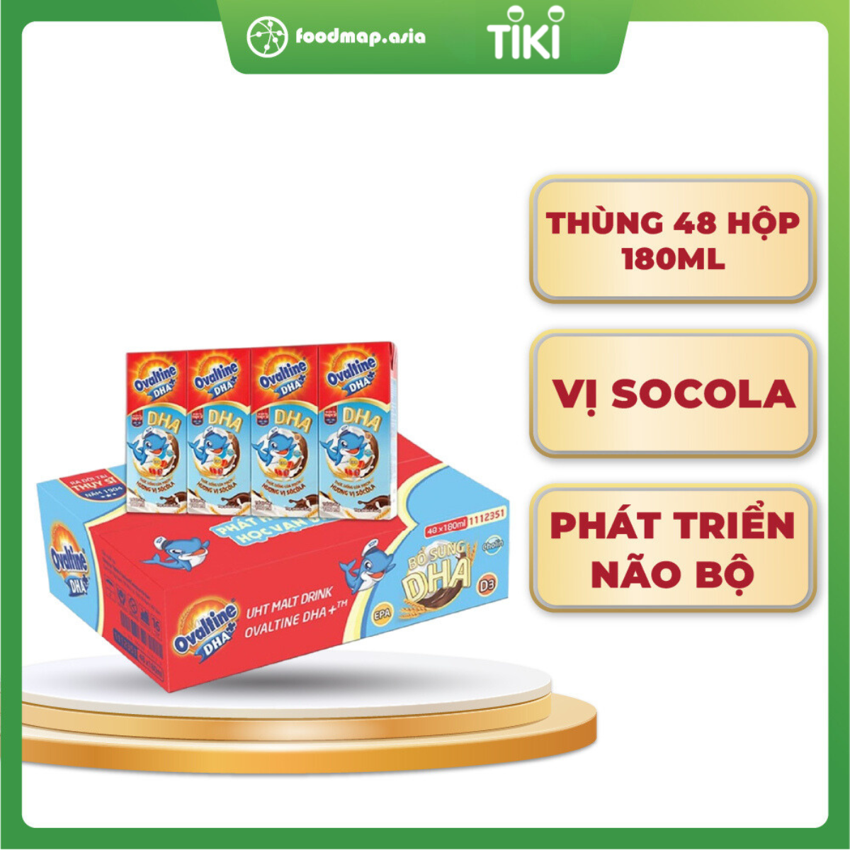 Sữa Ovaltine DHA Socola - Thùng 48 hộp - Hộp 180ml