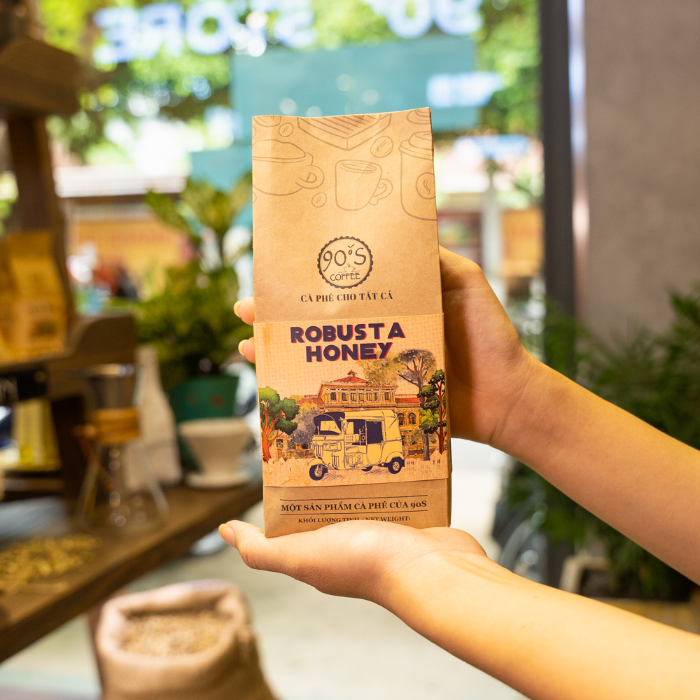 Cà Phê Robusta Honey Rang Xay Nguyên Chất - Dạng Bột - 90S Coffee Vietnam - 100% Cà Phê Sạch Cao Cấp