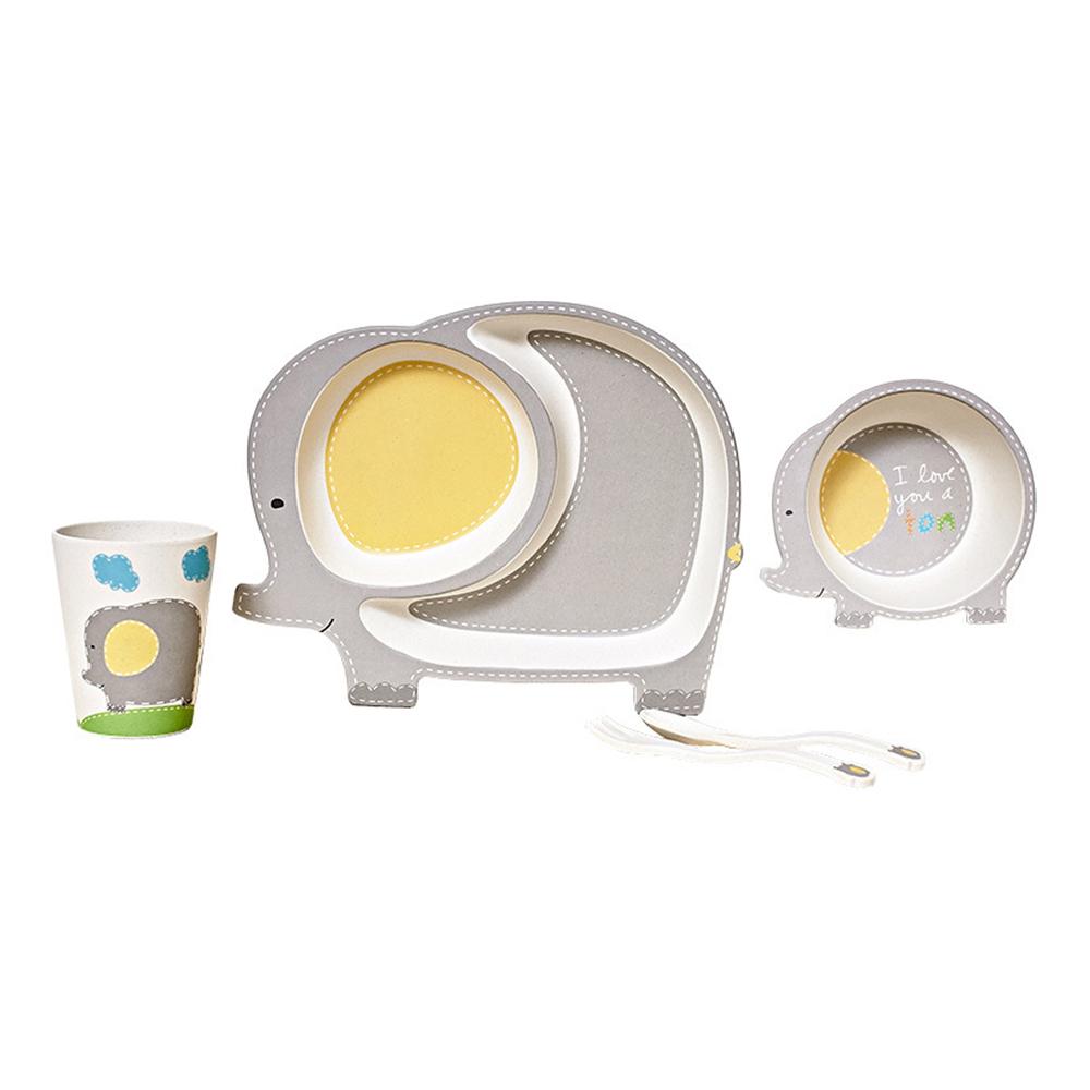 5 Chiếc Hoạt Hình Dễ Thương Động Vật Sợi Tre Kids Cho Bé Trẻ Em Chắc Chắn Cho Ăn Đồ Ăn Bộ Đồ Ăn Tấm Bát Cốc Giỏ Muỗng Nĩa