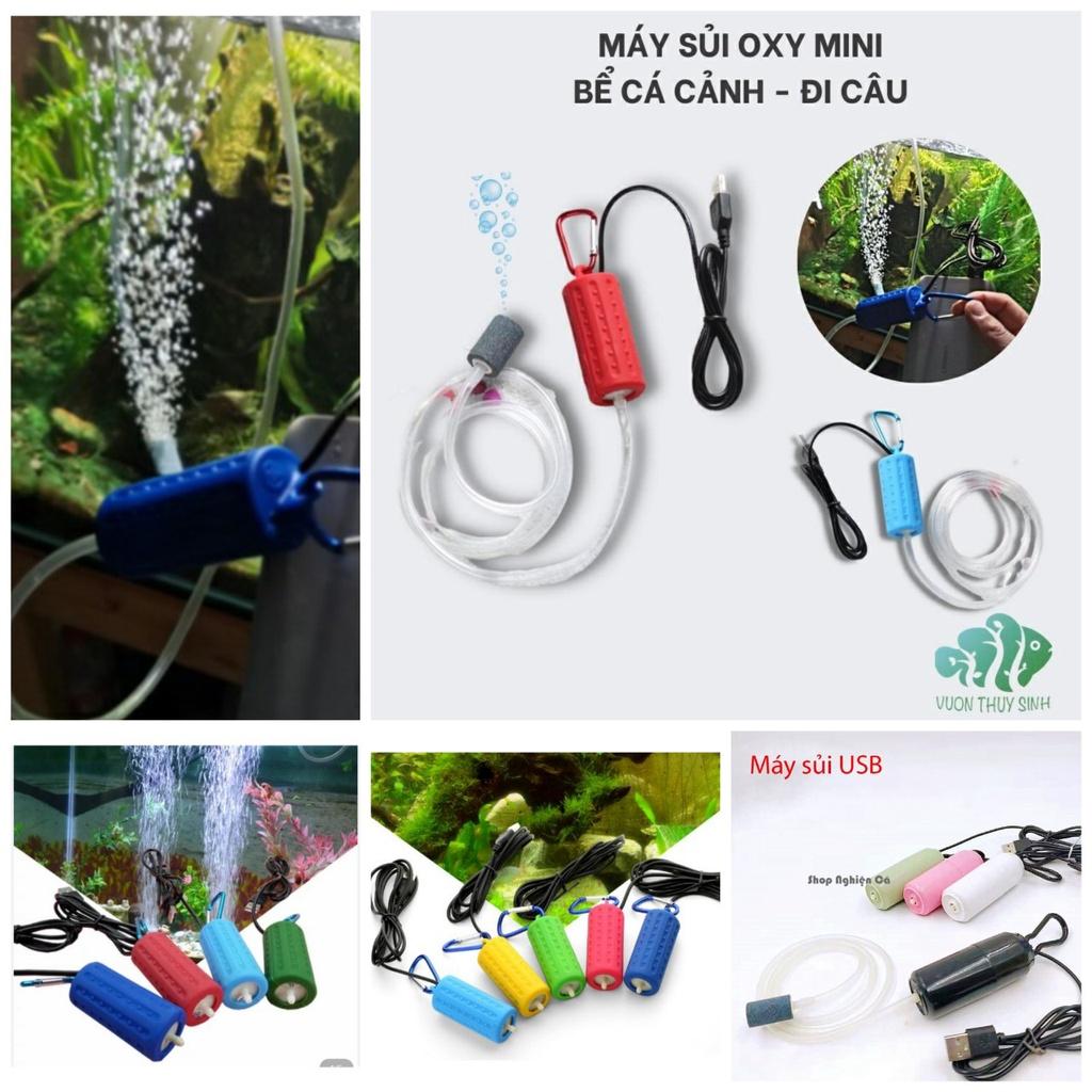 Máy sủi khí oxy mini bể cá cảnh thủy sinh loại tốt khí mạnh kết nối USB siêu êm, máy bơm khí oxy bể cá cảnh