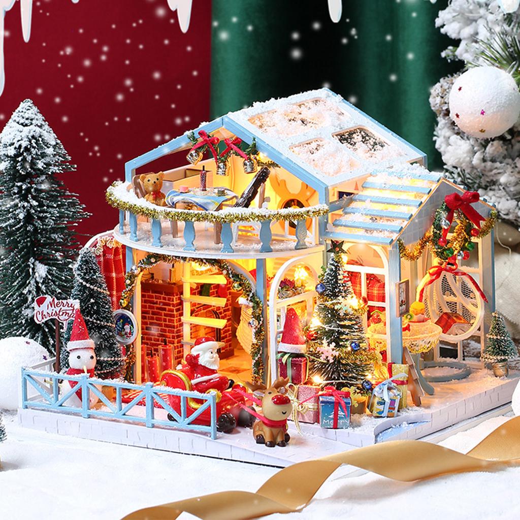 3D DIY Dollhouse Miniature Furniture Kit LED Light Doll House Toy Kid Gift DIY Craft Dollhouse Girls Toys Gift Christmas