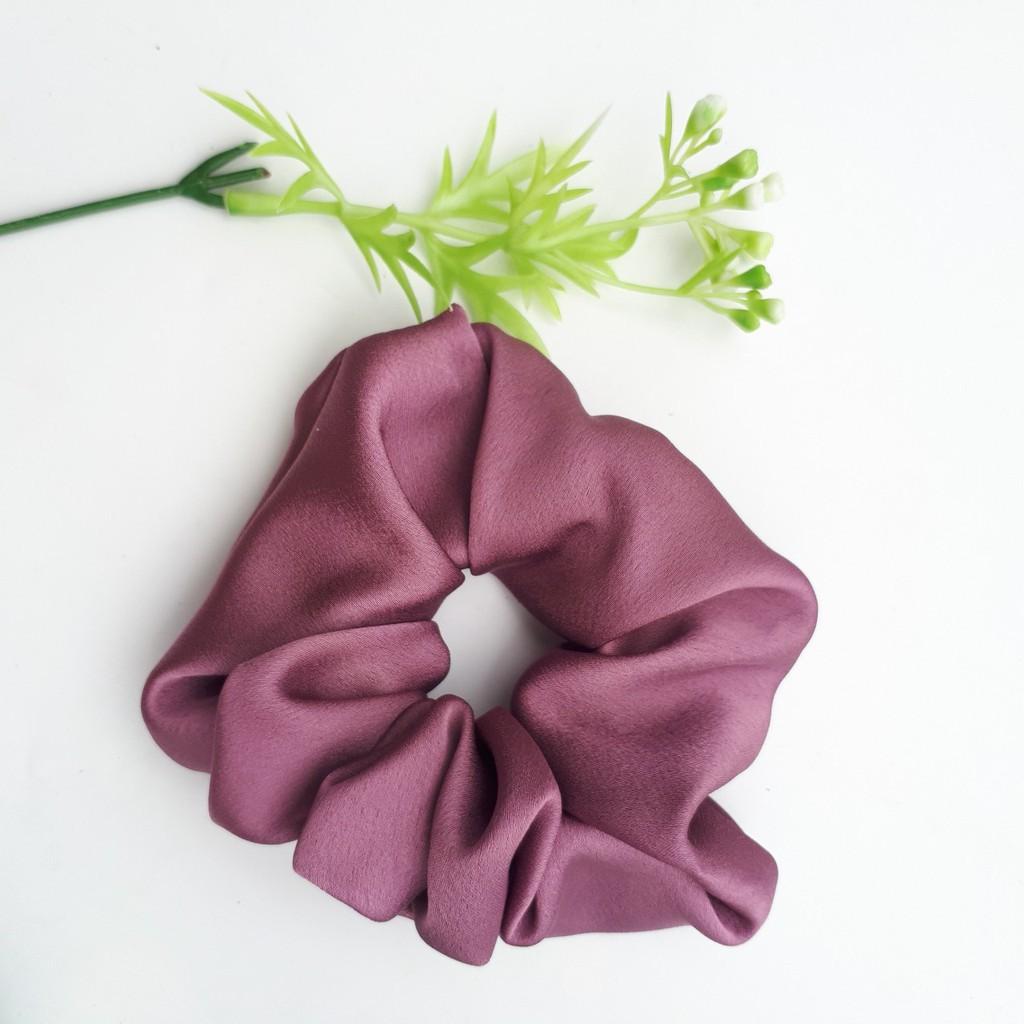 Dây Cột Tóc Vải Cột Scrunchies Satin Lụa Phi Bóng Mềm Màu Vintage Pastel CT111