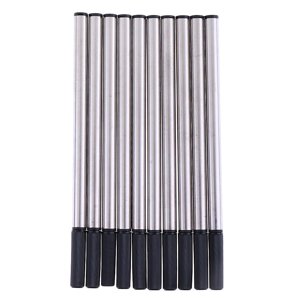 10PCS Metal Gel Pen Refill Rollerball Pen Standard Black Ink Writing Tools