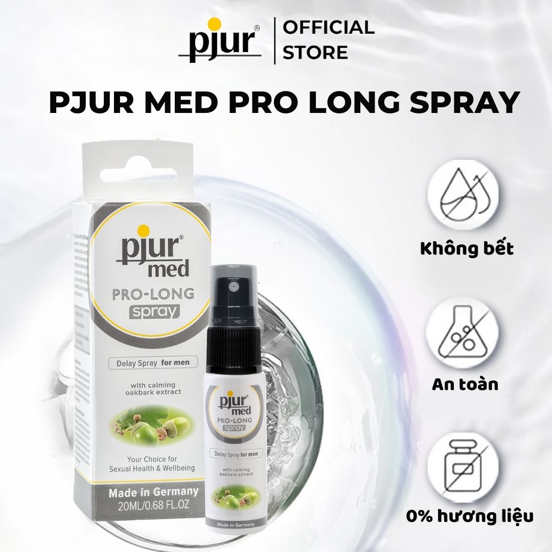 Xịt chống xuất tinh sớm, kéo dài quan hệ cho nam giới Pjur Med Pro-Long Chai 20ml, xịt kéo dài thời gian quan hệ lành tính an toàn chiết xuất provitamin B5 từ vỏ cây sồi dưỡng da