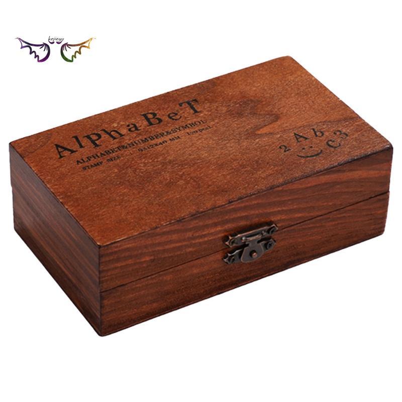 Creative Stationery Retro Alphanumeric 70 Wooden Chapter Boxed DIY Decorative Seal Cursive