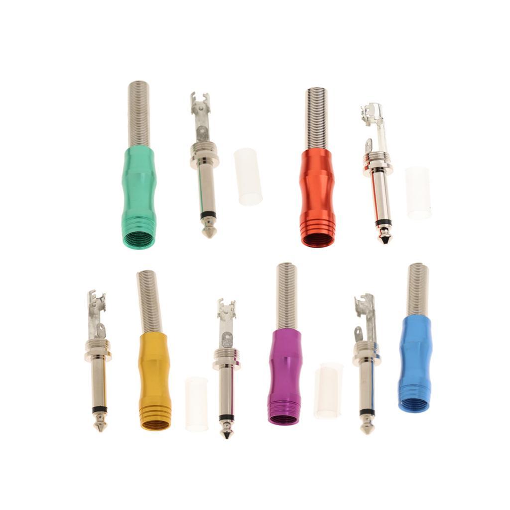 Copper 6.35mm Mono Jack Plug Audio Connector for Amplifier Microphone
