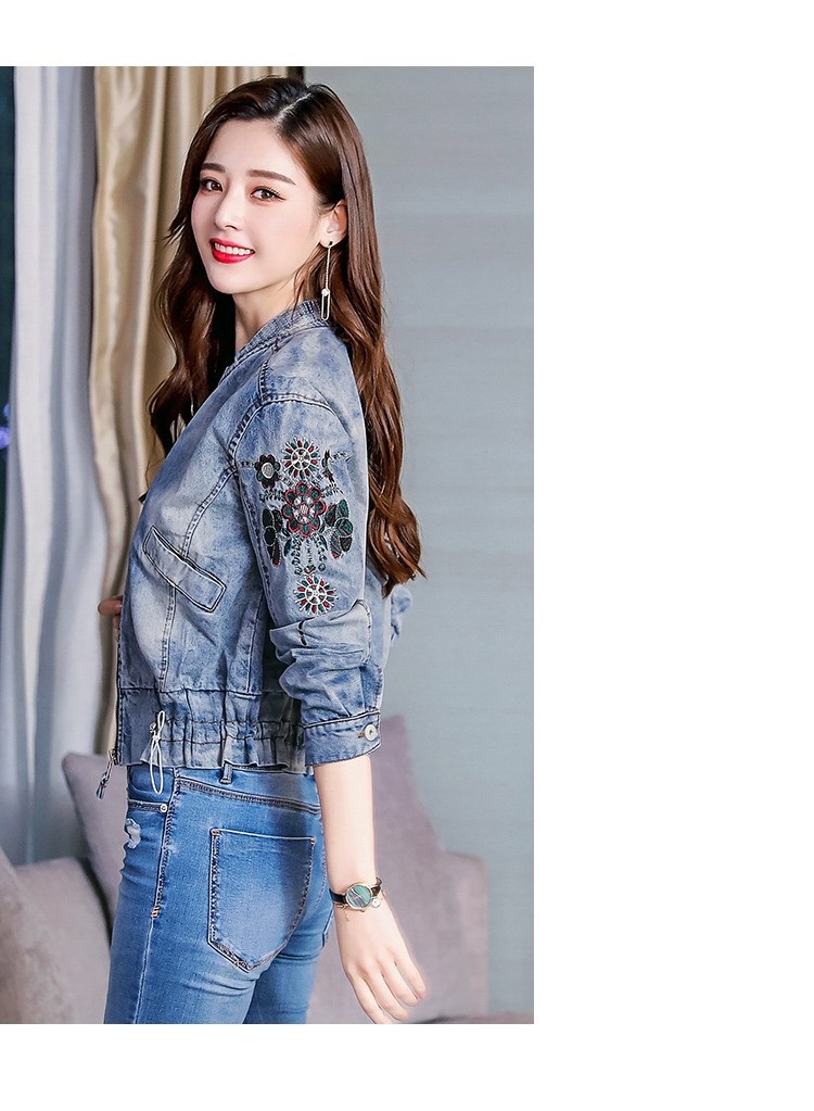 Áo Khoác Jeans Nữ Thêu Hoa Xinh Xắn Anas Ya - AKN98458