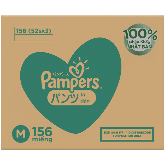 Thùng 3 Gói Tã/ Bỉm Dán PAMPERS Nhật Thượng Hạng, Size NB/ S/ M/ L, Siêu Mềm Mịn & Thoáng Khí