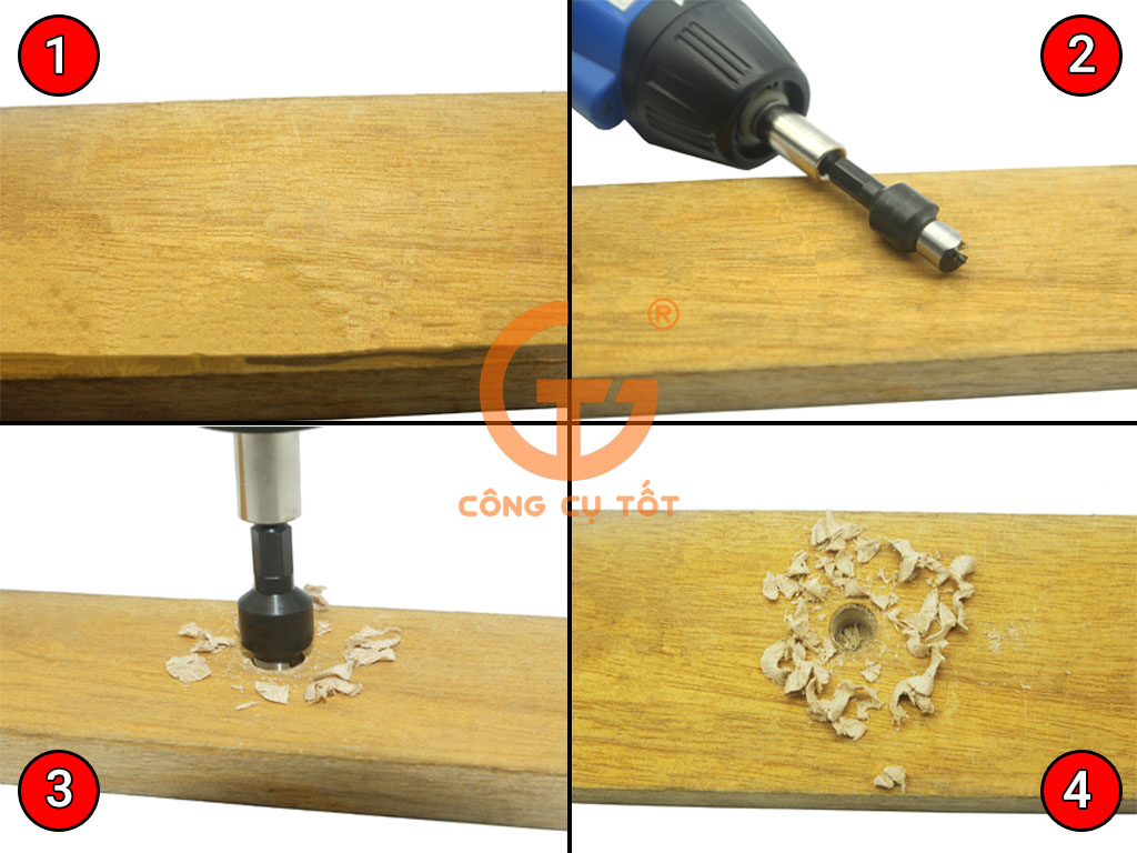 Mũi khoan tạo lỗ chốt gỗ Φ8 chuôi lục