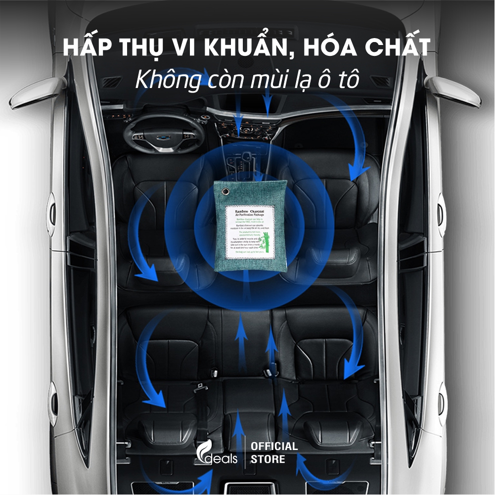 Túi Than Hoạt Tính ECODEALS Khử mùi, Chống nấm mốc, Vi khuẩn, Khí độc đến 2 năm - 100% than tre tự nhiên - 1 túi, màu ngẫu nhiên