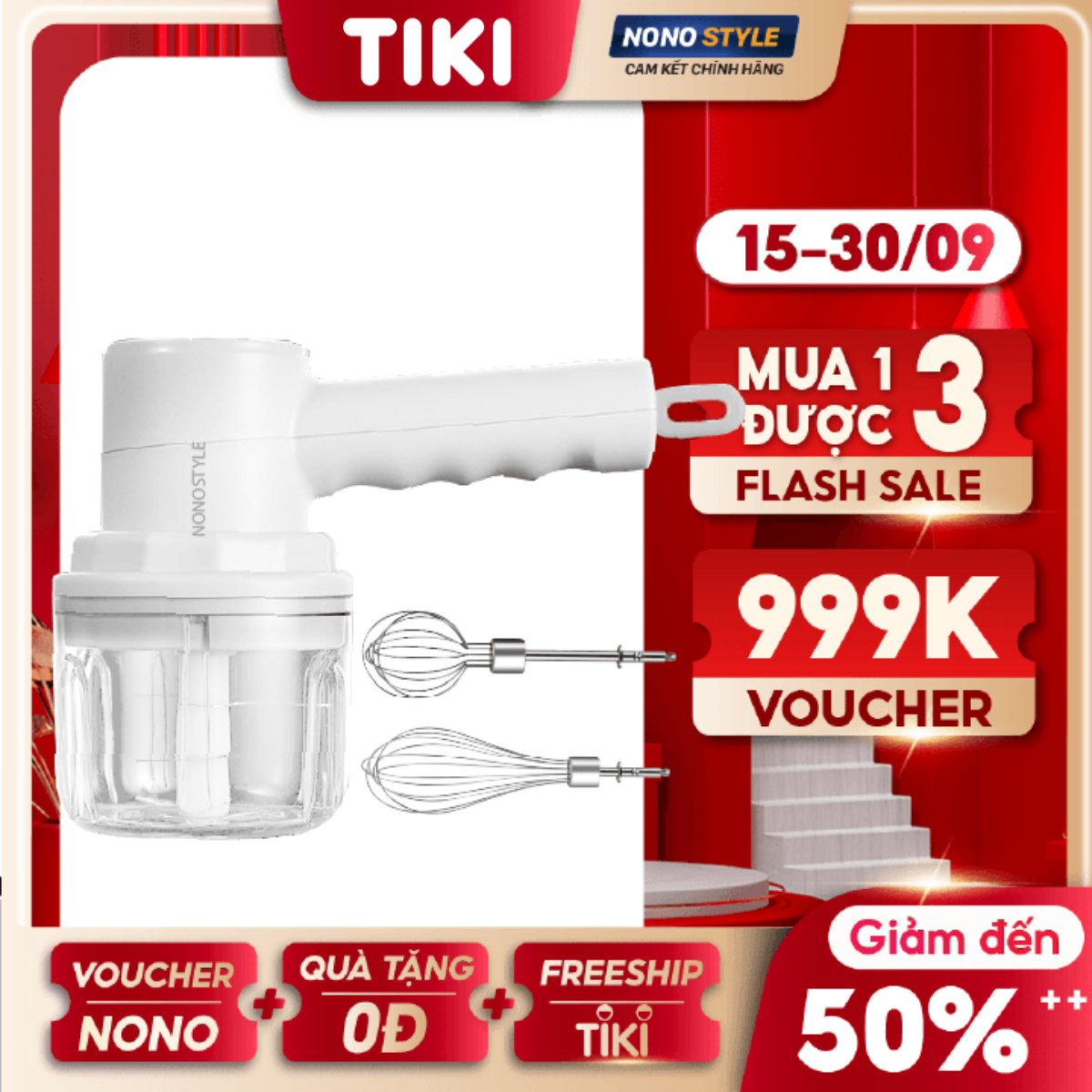 Máy Đánh Trứng Cầm Tay NONOSTYLE H-D03 - Đánh Trứng & Xay Gia Vị - Hàng Chính Hãng