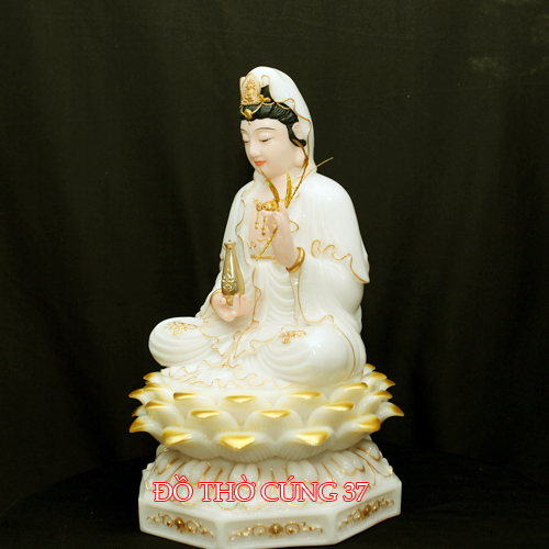 Tượng Quan Âm Bồ Tát - TRẮNG KEM