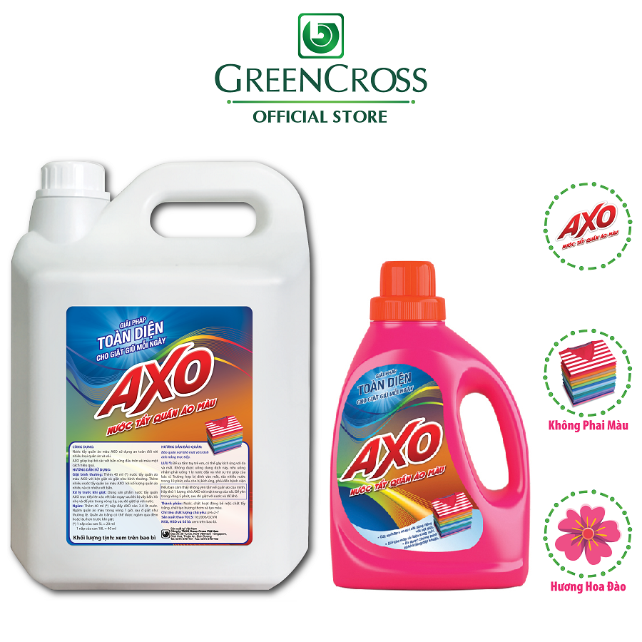 [Combo 4 TẶNG 2] 4 chai Nước tẩy quần áo màu đánh bay vết bẩn AXO 800ml đa dạng mùi hương