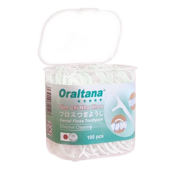 Tăm chỉ nha khoa Oraltana Lọ 100 cái, sợi chỉ nhỏ vừa kẽ răng, làm sạch sâu mà không làm tổn thương nướu