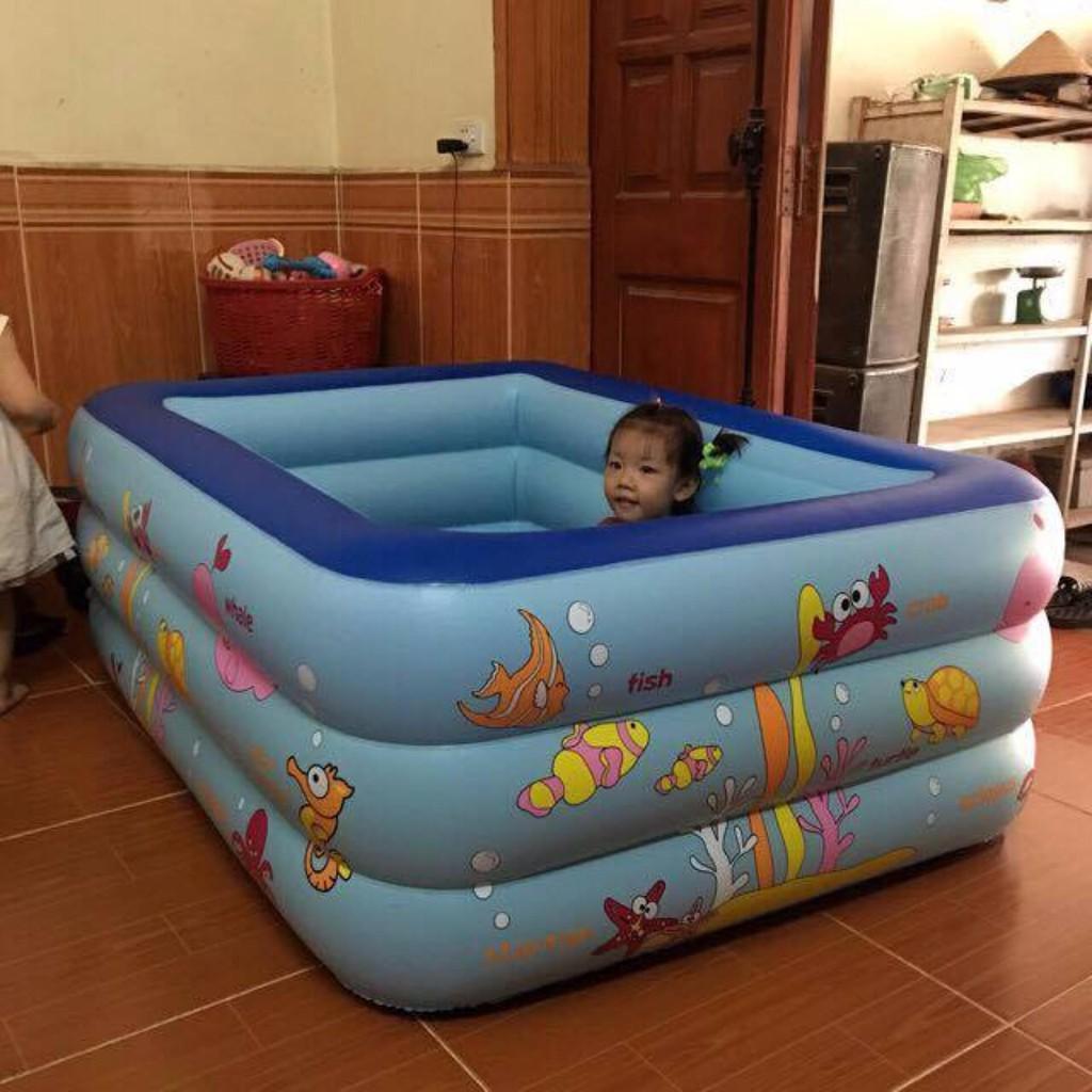 Bể bơi phao có hộp hình chữ nhật tại nhà, ngoài trời nhiều Size