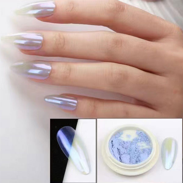 Set Bột Tráng Gương Nail 6 Màu Ánh Trai Trang Trí Móng Óng Ánh (Tặng Kèm 6 Cọ Chà Tráng Gương)