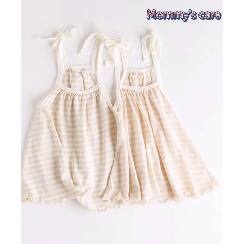 Áo 2 dây 100% cotton hữu cơ tự nhiên an toàn cho bé