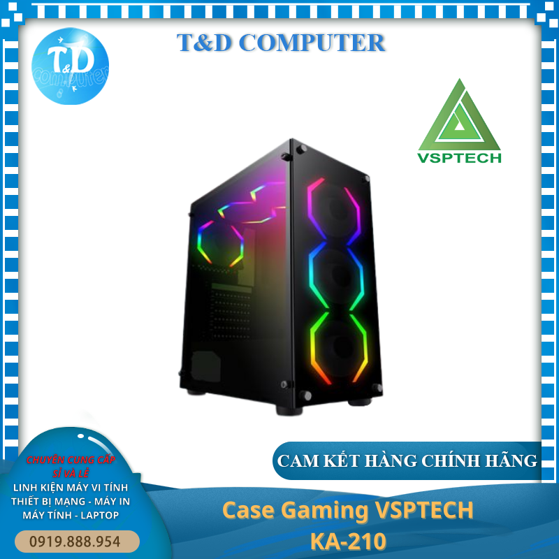 Vỏ máy tính Case VSP KA210 Gaming kính cường lực - Hàng chính hãng TECH VISION phân phối