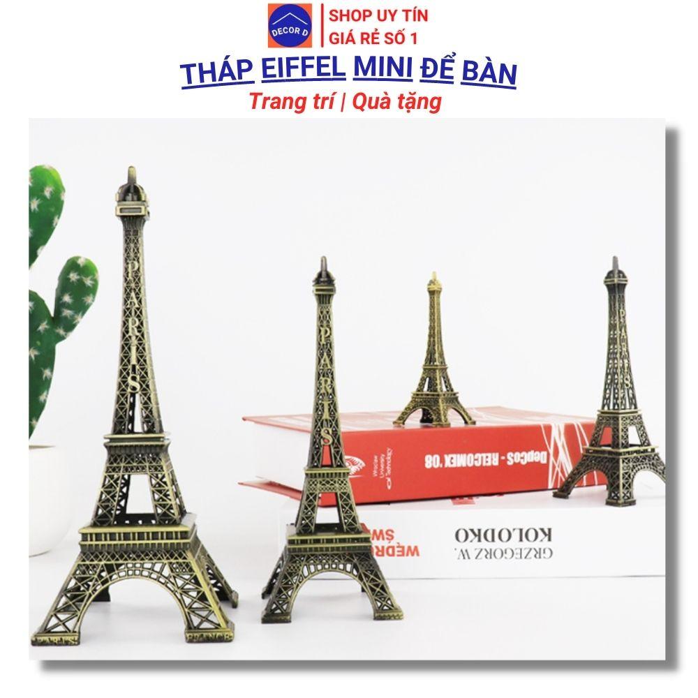 Mô hình trang trí tháp Eiffel cao 10cm kim loại decor phòng tặng quà trang trí phong thủy