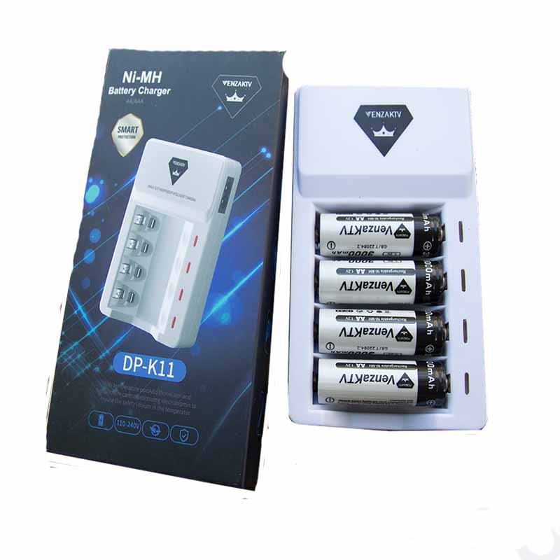 Combo 4 viên pin sạc AA Venza 3000 mAh và bộ sạc pin đa đăng