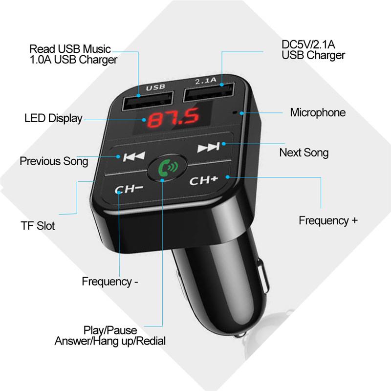 Bộ sạc xe USB nhanh chóng Bluetooth 5.0 FM Bộ điều chế bộ điều chế bộ dụng cụ xe tay 3.1A Bộ sạc nhanh Audio Player