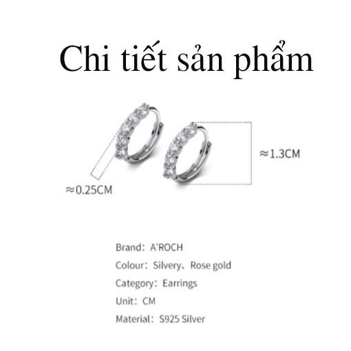 Khuyên tai bạc Ý s925 bông tròn nạm đá cao cấp E9779 - AROCH Jewelry