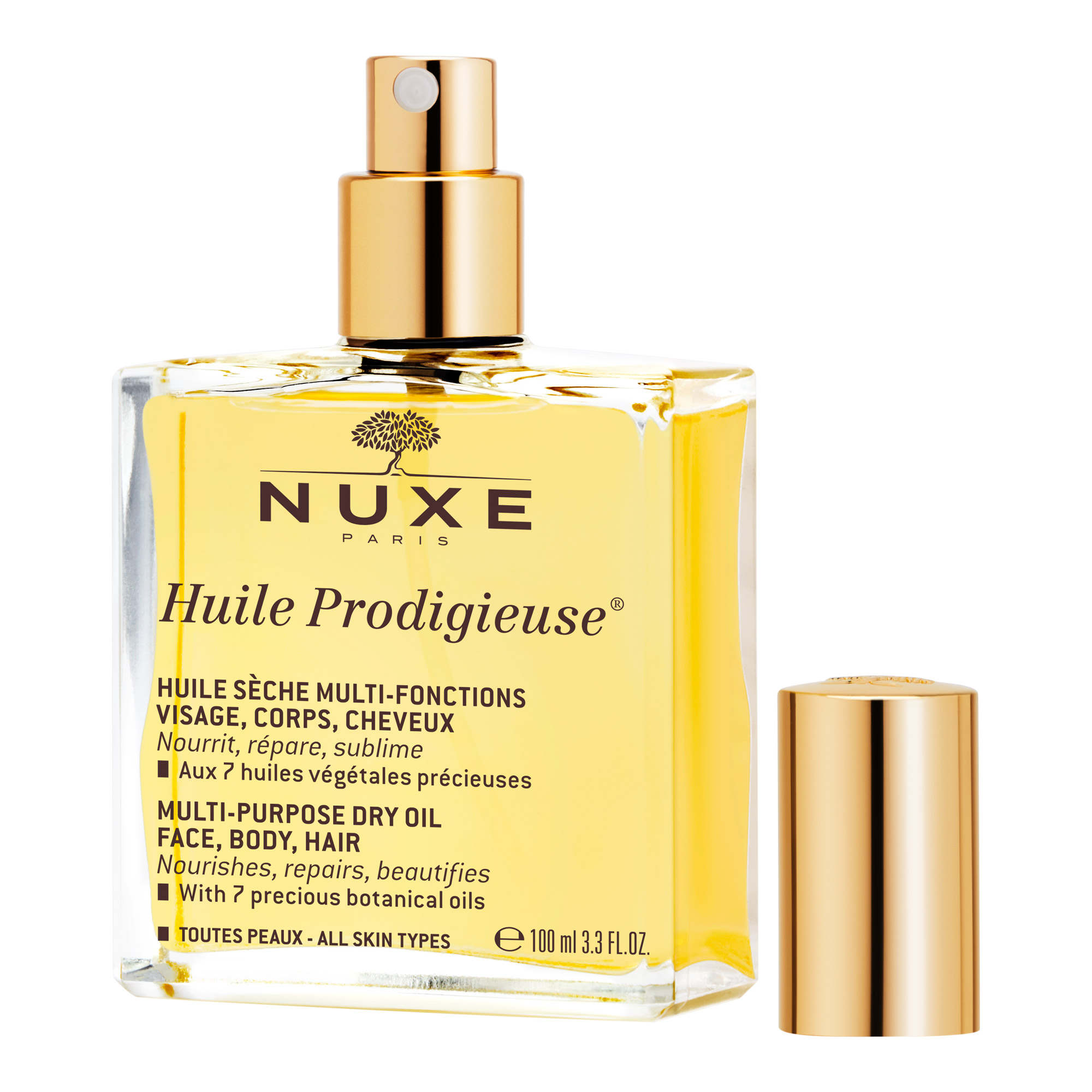Dầu khô đa năng Nuxe Huile Prodigieuse Dưỡng Ẩm Cho Mặt, Tóc và Body - Tặng Móc Khóa