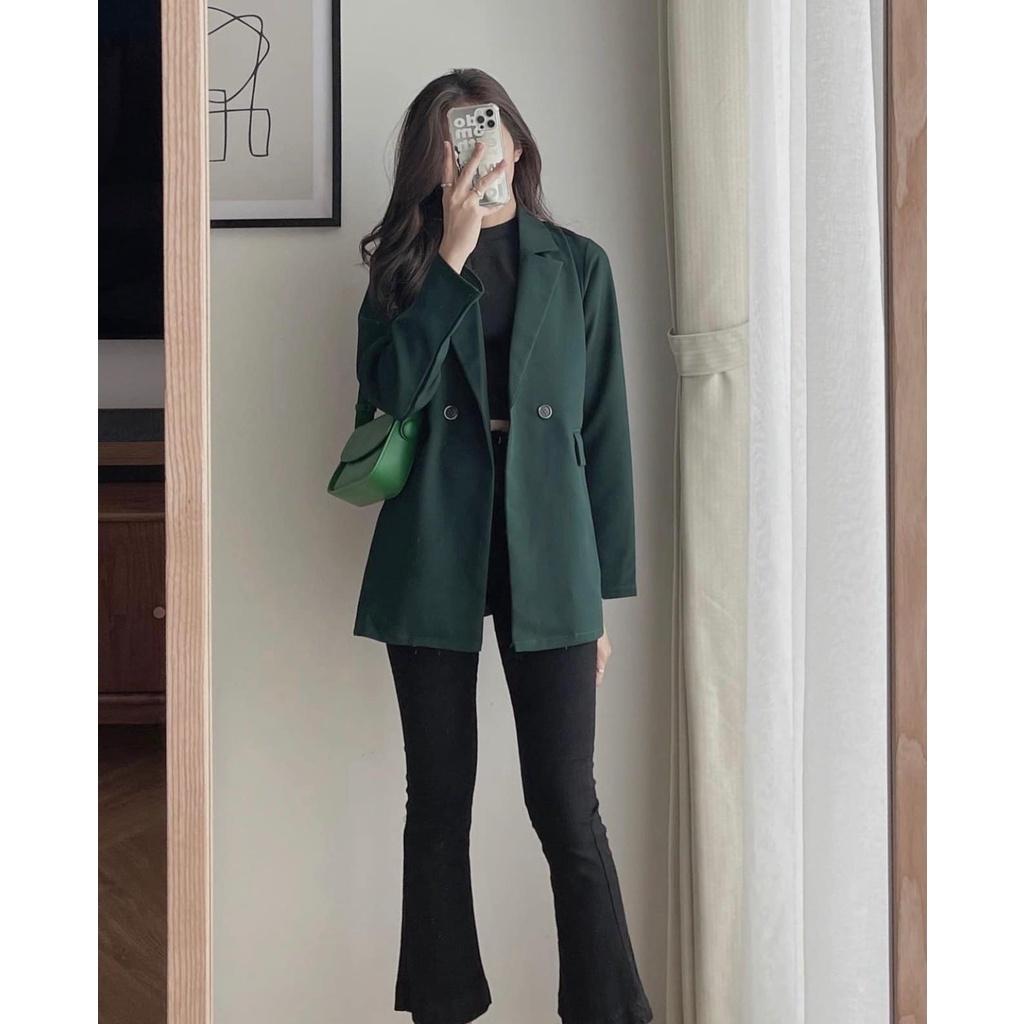 Áo Blazer 1 lớp tay dài màu trơn cho nữ Áo khoác chất tuyết mưa Junnie Closet