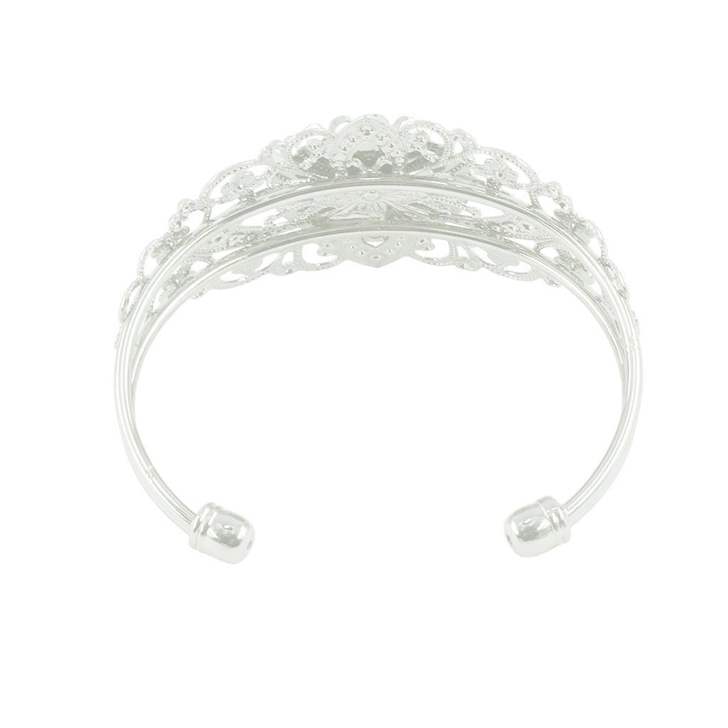 2x2pcs Blank Round Cabochon Bezel Setting DIY Bracelet Bangle Silver White