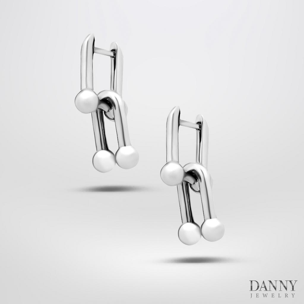 Bông Tai Nữ Danny Jewelry Bạc Thổ Nhĩ Kỳ Xi Rhodium Kiểu Dáng Mắc Xích BT010TNK