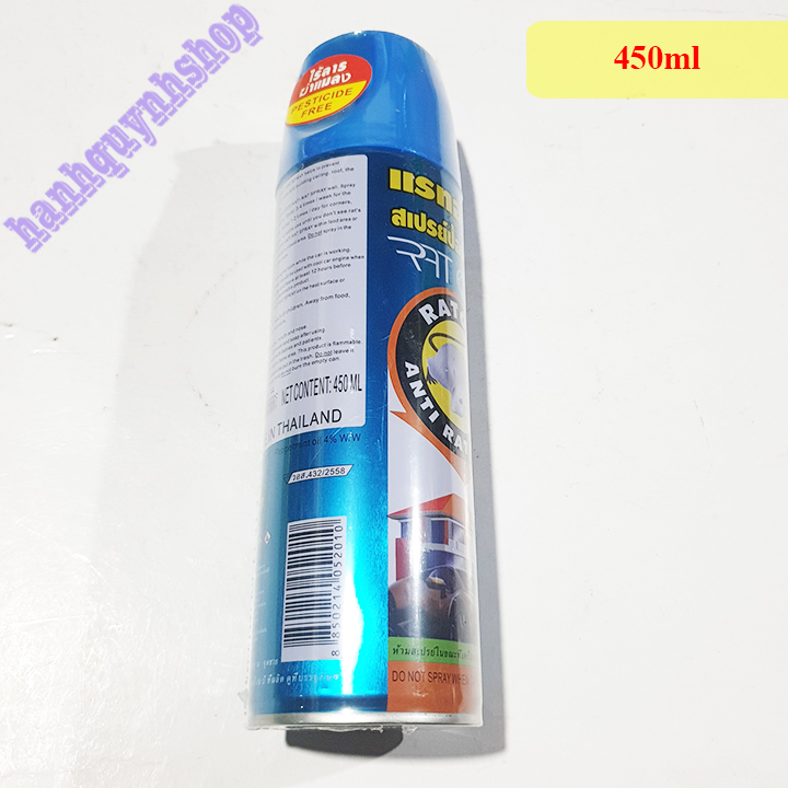 Chai xịt chống chuột, đuổi chuột ô tô Thái Lan 300ml, 400ml