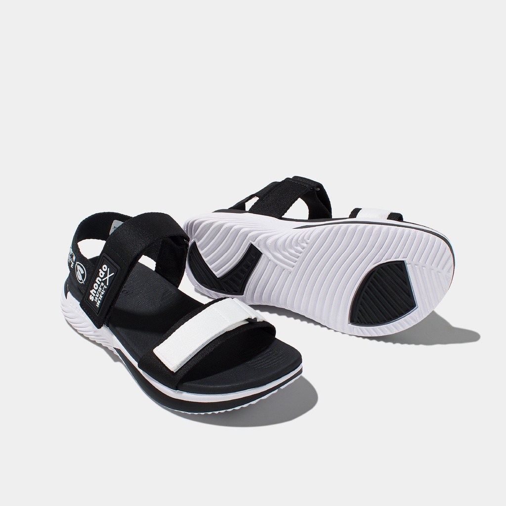 Giày Sandals Nam Nữ Shondo F7 Continew Đế Trắng Phối Quai Đen Trắng F7N0210