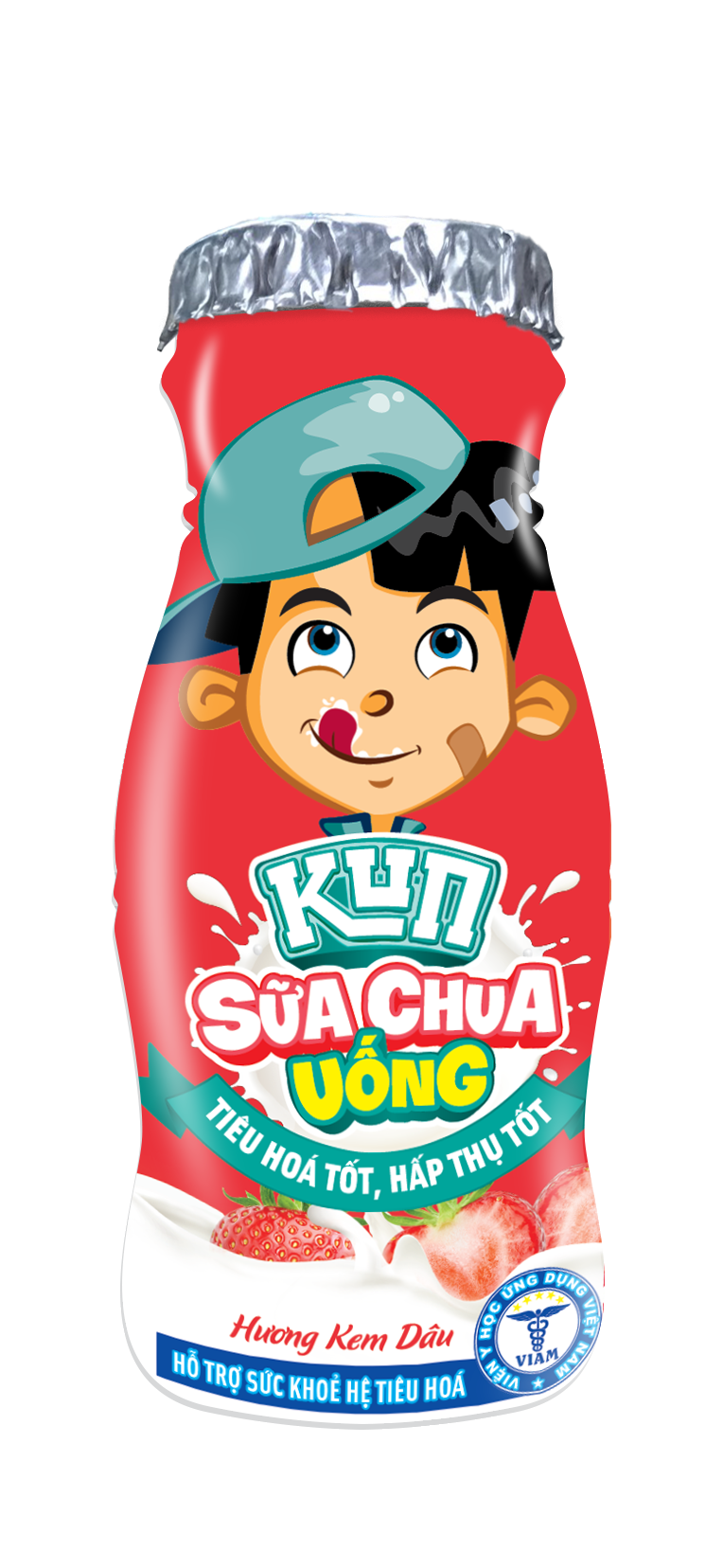Kun sữa chua Uống hương kem dâu thùng 48 chai x 85ml