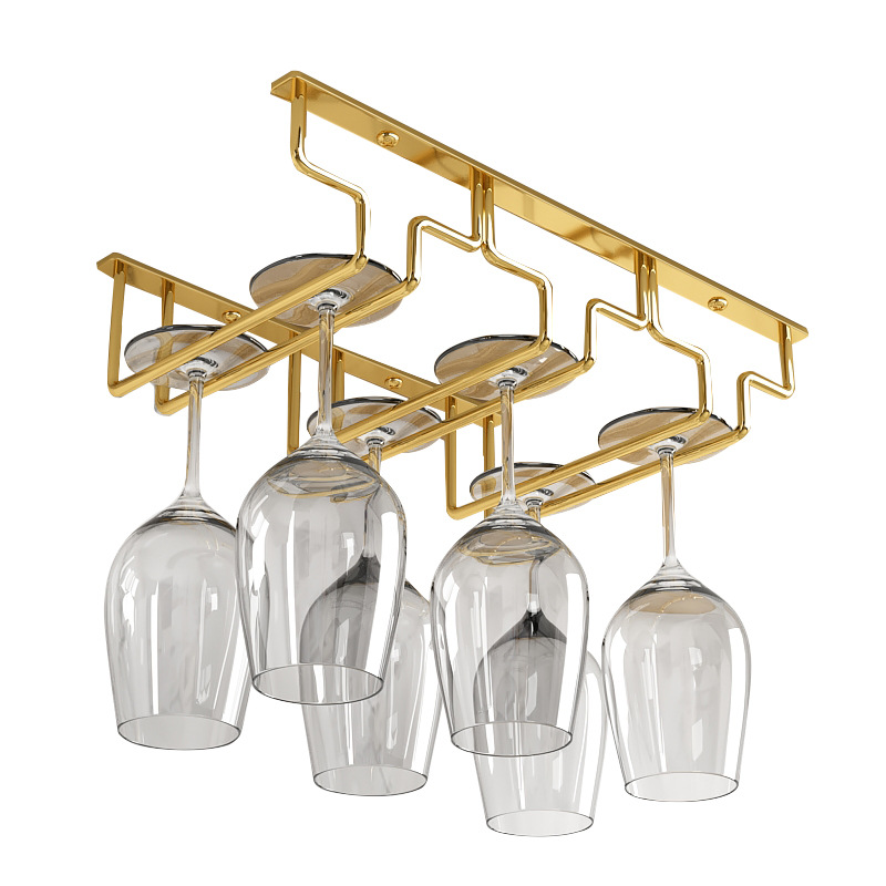 Giá Treo Ly Rượu Inox Mạ Vàng Quầy Bar 9-12 Ly Cao Cấp - Hàng Nhập Khẩu