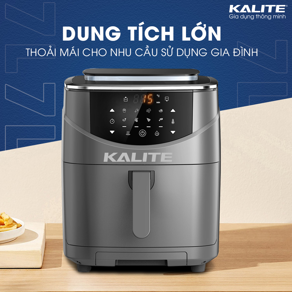 Nồi chiên hơi nước KALITE STEAM 7, công nghệ mới chiên không dầu kết hợp chức năng hấp, màn hình điều khiển cảm ứng, 9 chế độ nấu lập trình sẵn, công suất 1700w, dung tích 7L, hàng chính hãng