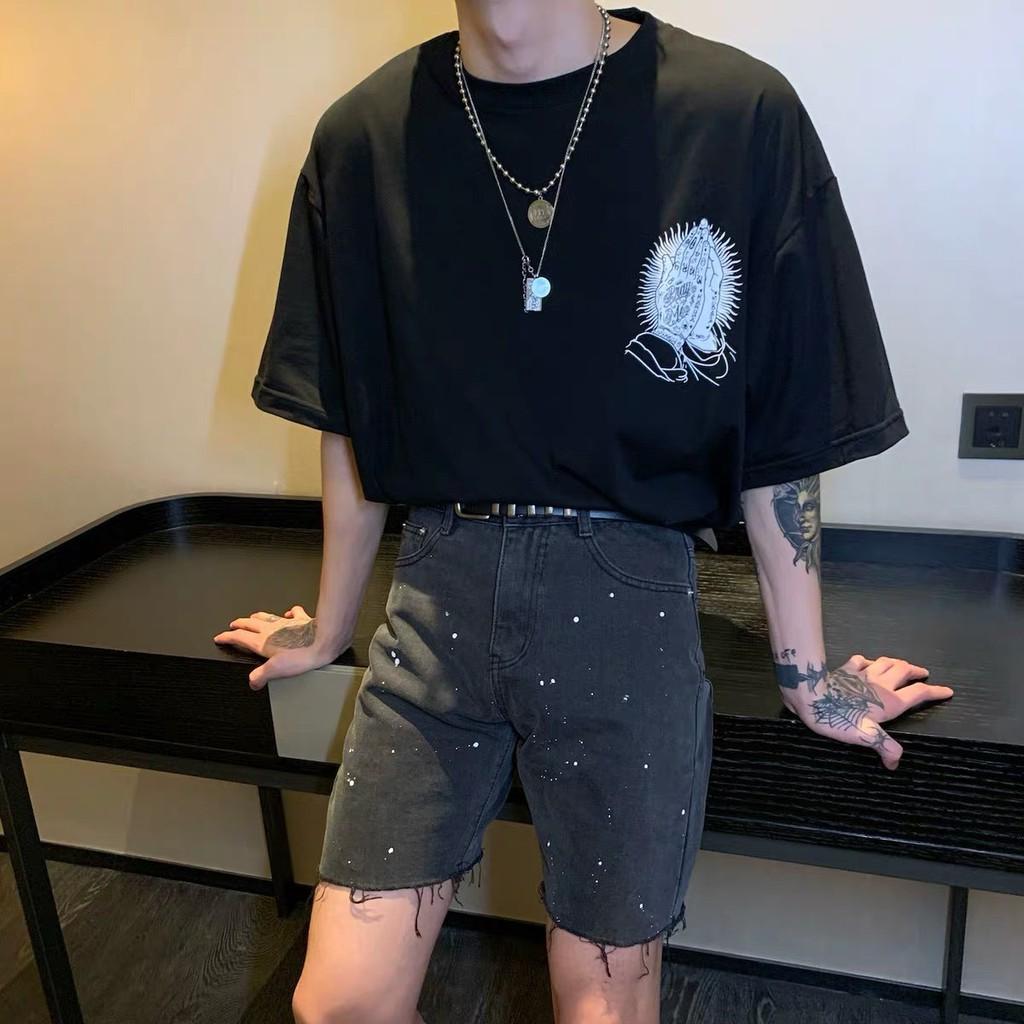 Quần short jeans chấm sơn