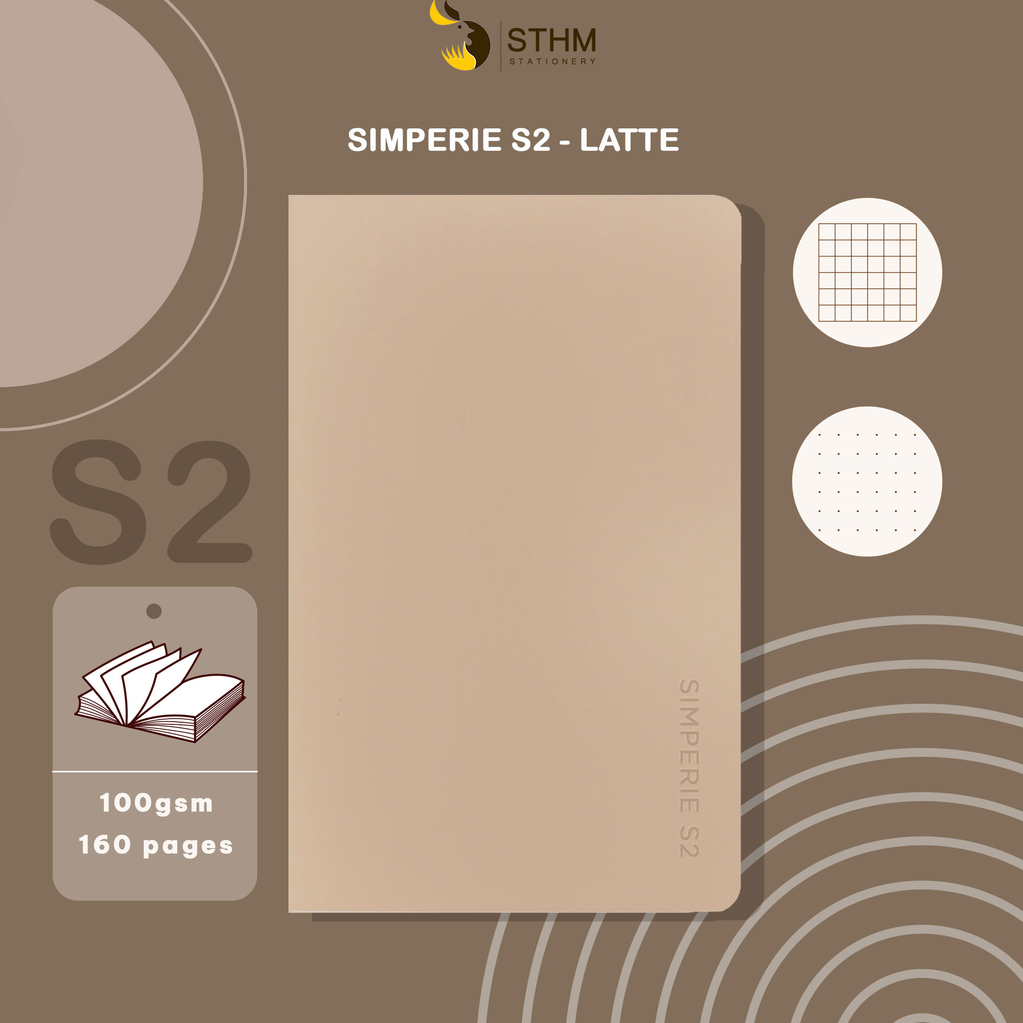 [STHM stationery] - Sổ tay bìa mềm Simperie S2- 160 trang 100gsm - Bìa da PU cao cấp